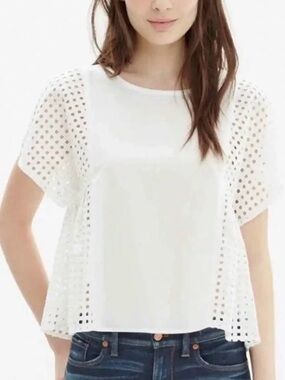 Madewell White Eyelet Floatweave  Sleeves and side panels cotton